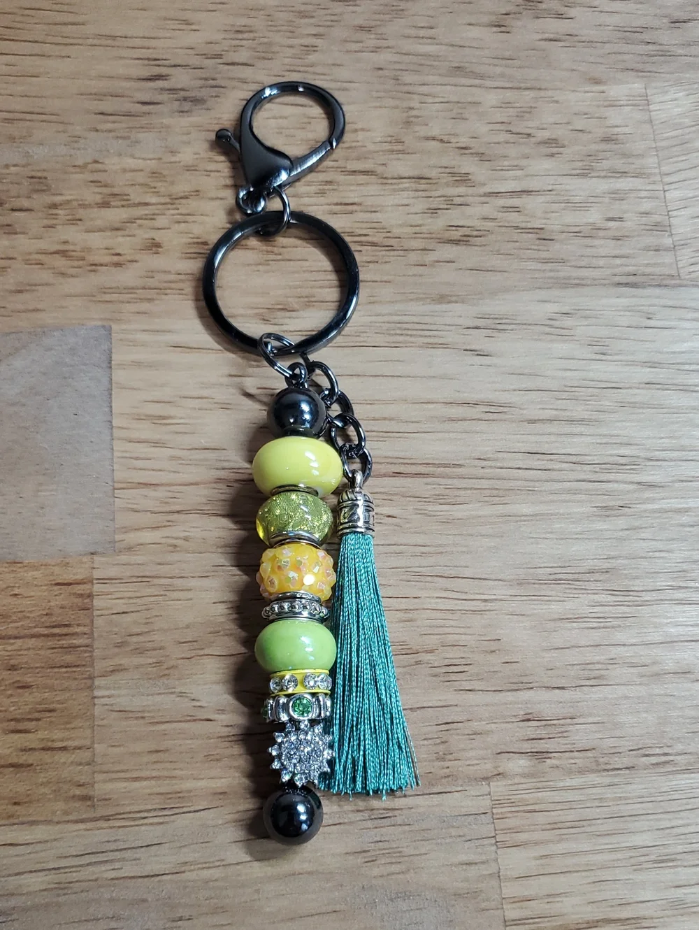 Beaded Tassel Keychain - Yellow & Teal